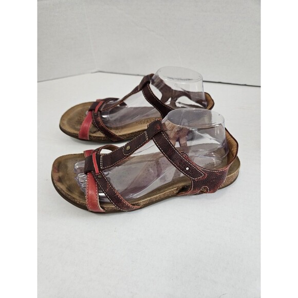 Taos Leather Sandals Red And Burgundy Size 10 - Picture 1 of 7
